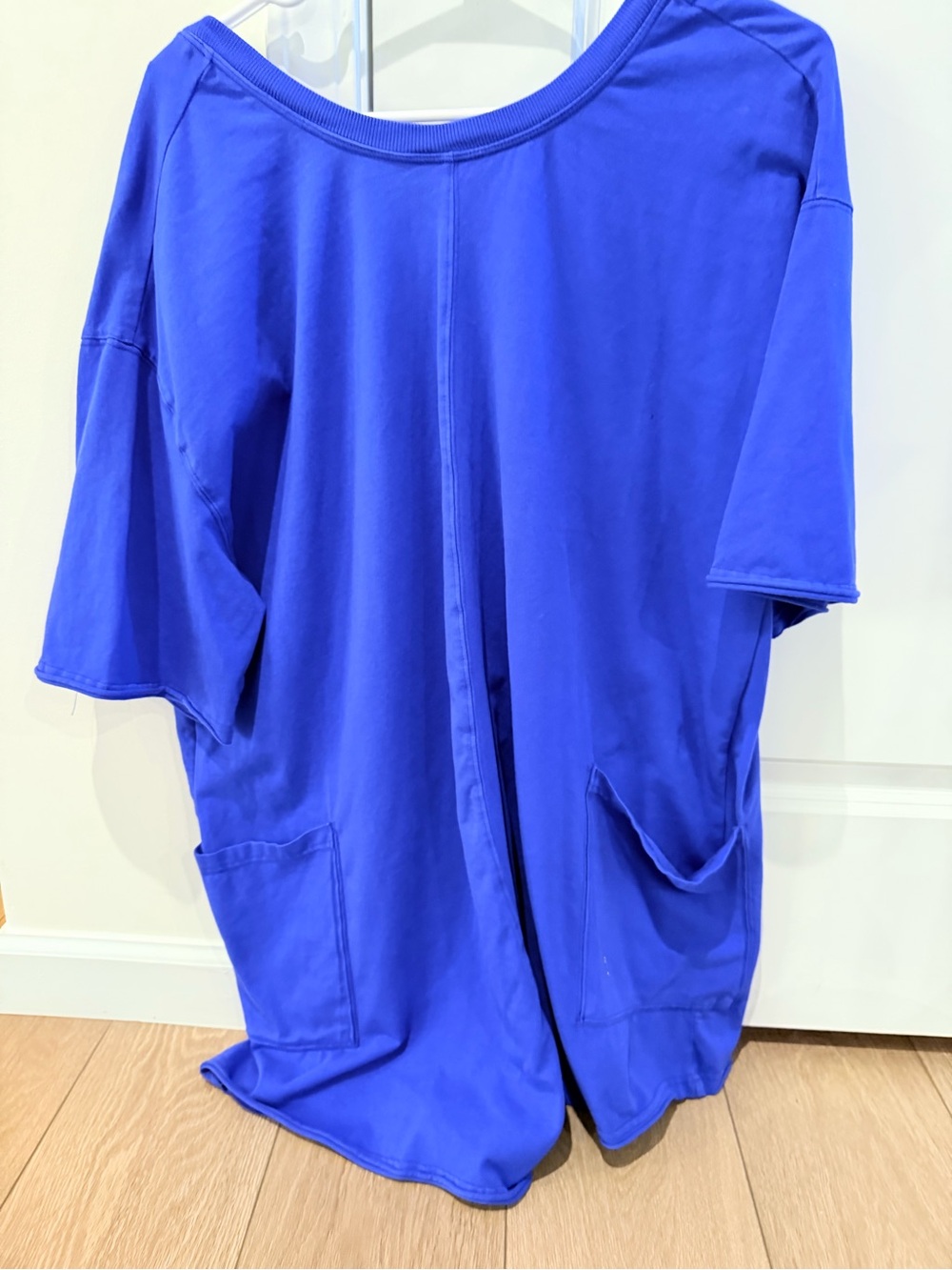 Free People Movement Hot Shot Romper -Blue Short Sleeve with Pockets - Picture 5 of 9